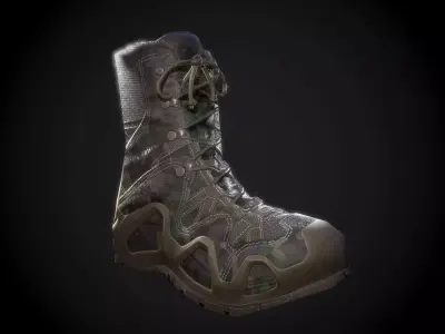 Military Boot Green camouflage Skin Low-poly 3D model