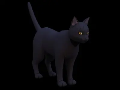 Black Cat  Low-poly 3D model