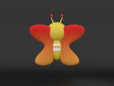 Stylized 3D Cartoon Butterfly Low-poly 3D model