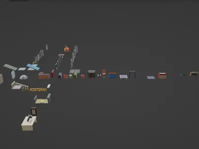 Low Poly Sci-Fi Office Pack Low-poly 3D model