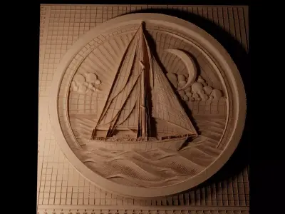 Sailboat CNC 3d Print High Relief Sand Casting 3D print model