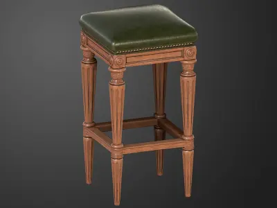 Vintage Stool 2 Low-poly 3D model
