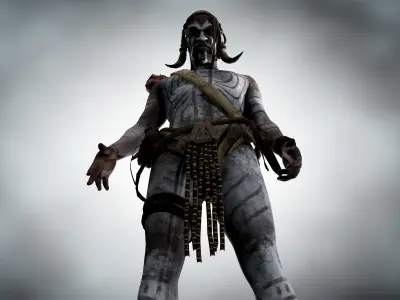 Native warrior Low-poly 3D model