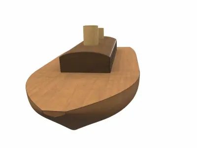 Wooden ship toy 6 Free 3D model