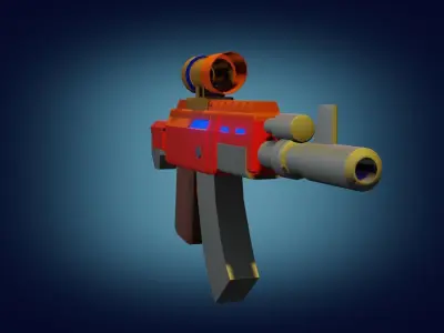 Gun to game PBR low-poly game ready orange Free low-poly 3D model
