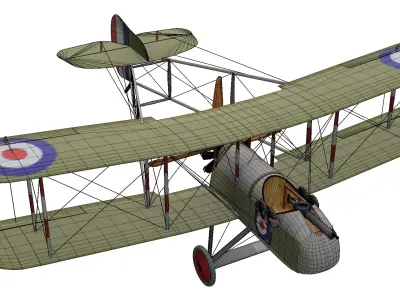  WWI Biplane Airco DH2 Low-poly 3D model