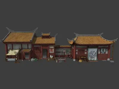Cartoon  Oriental Architecture Eastern 3D model