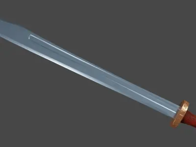 Grossmesser sword with Spatha handle Low-poly 3D model