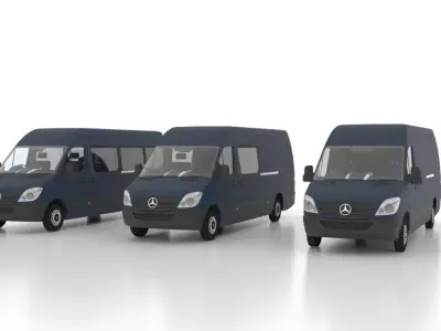 Mercedes Benz Sprinter L3H2 2009 Collection UK 3D Model Pack