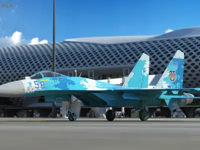  Ukrainian Sukhoi Su-27 Flanker Fighter Aircraft 
