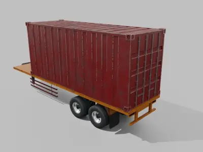 Container Trailer Low-poly 3D model by AzkA3D