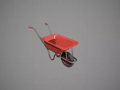 Red Wheelbarrow Low-poly 3D model purchase