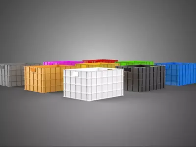COLLECTION STANDARD COLORFUL PLASTIC CRATE BOX CONTAINER STORAGE 3D model