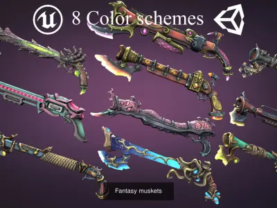Fantasy guns bundle 3D Model Pack