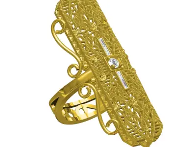 Antique Long Top Filigree Art Deco Ring 3D print model purchase