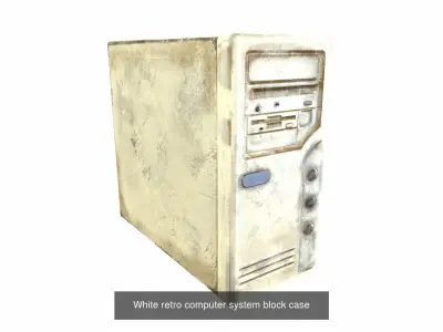 White retro vintage old pc desktop da1 3D Model Pack