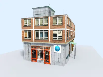 Building with roof Low-poly 3D model