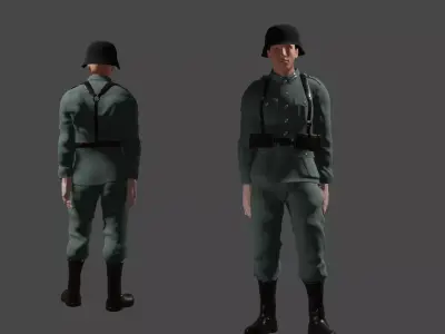 Wehrmacht Soldier - RIGGED ANIMATED Low-poly 3D model
