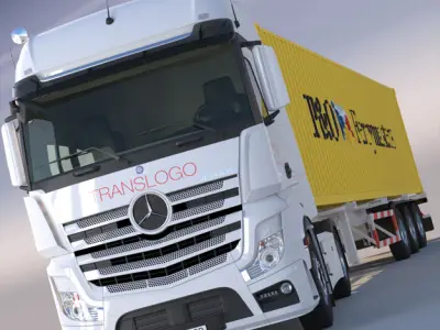Mercedes Actros MP4 Gigaspace Truck with 40ft Container 3D model