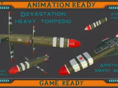 Sci-fi Missiles set Low-poly 3D model