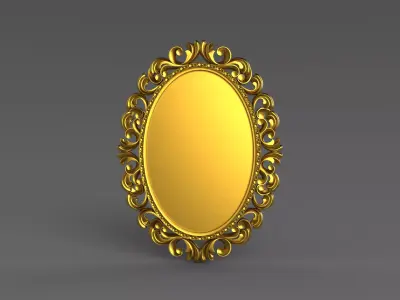 Baroque Oval Decorative Mirror Frame 3D Model - CNC Relief Model 3D print model