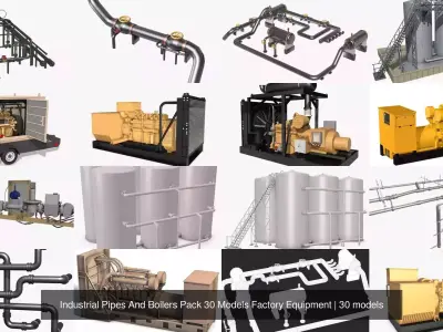 Industrial Pipes And Boilers Pack 30 Models Factory Equipment