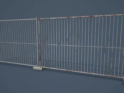 Portable Construction Fence PBR Low-poly 3D model