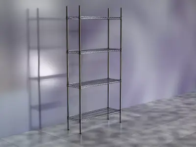 Wire Shelves - 36 inches X 12 inches X 72 inches in chrome Low-poly 3D model