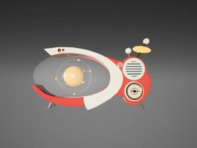 Retrofuturistic Radio Low-poly 3D model