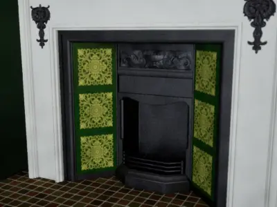 Victorian fireplace Low-poly 3D model