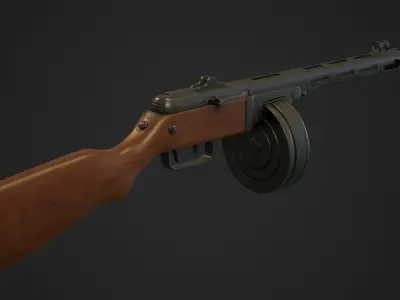 PBR Soviet Submachine Gun PPSH-41 Low-poly 3D model
