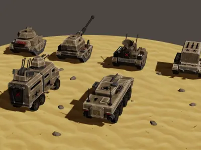 stylized military vehicles  3D Model Pack