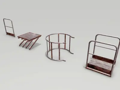 Metal Rusted Modular Ladder System Low-poly 3D model