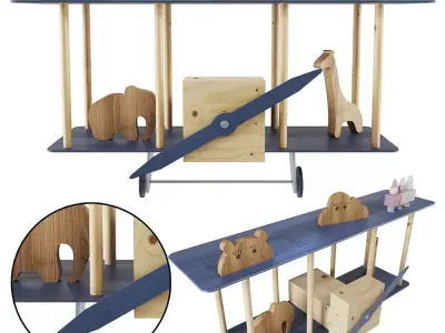 Bi Plane Decorative Shelf 3D model