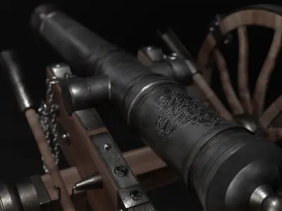 Vintage Cannon - 3D Model  and Textures Low-poly 3D model