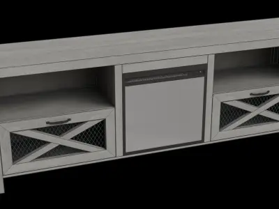 Fireplace Tv Stand Stone Grey Low-poly 3D model