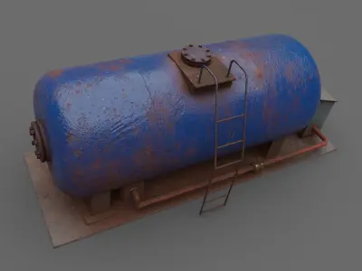 Abandoned Liquid Storage Low-poly 3D model