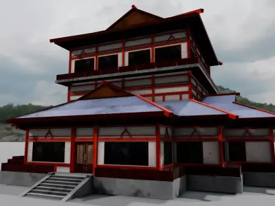 Traditional Shrine 3D Model  Low-poly 3D model