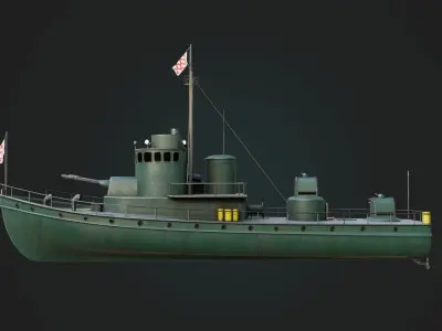 Historical Patrol Boat Low-poly 3D model