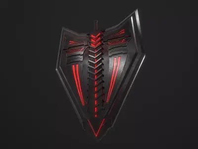Dark Shield and Sword Low-poly 3D model