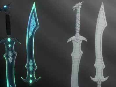 Wyrmfang Blade Low-poly 3D model