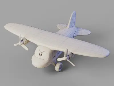 Plane toy airplane with propellers Low-poly 3D model