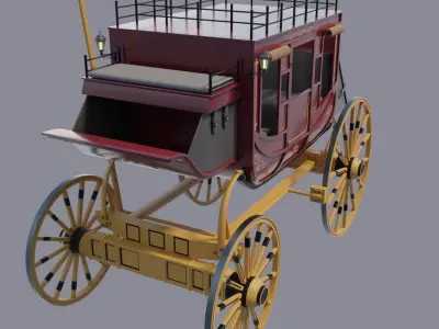 Highly Detailed Vintage Stagecoach 3D model