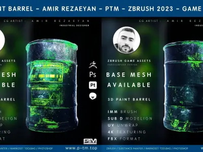 Rusty Metal Barrel PTM - Amir Rezaeyan Free 3D model