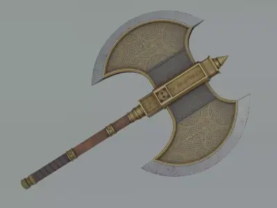 Medieval axe with runes 3D model