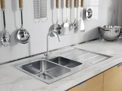 Stainless Steel 1.5 Bowl Kitchen Sink with Draining Board Model 