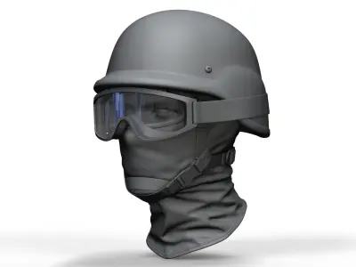 Police Helmet and Glasses - Low Poly and High Poly 3D model