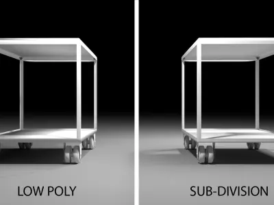 Trolley 1 cart with wooden shelf 3D model