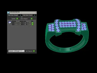   Gents Diamond Ring 3dm stl etails 3D Model Collection 3D model