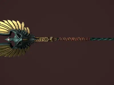 Rune staff Low-poly 3D model
